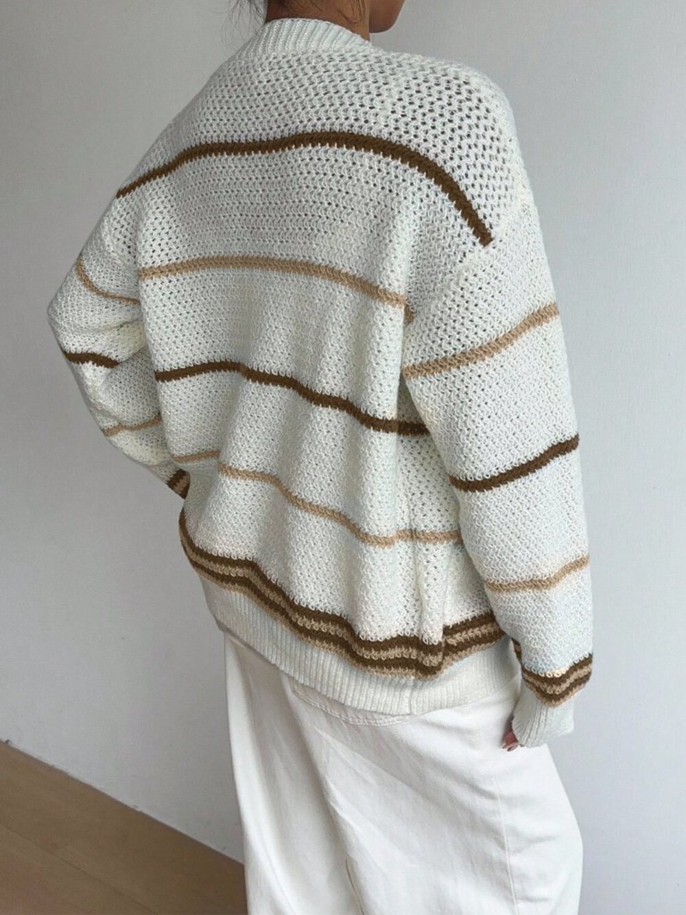 Multicolor Casual Women's Striped Pattern Cardigan - Picture 2 of 7